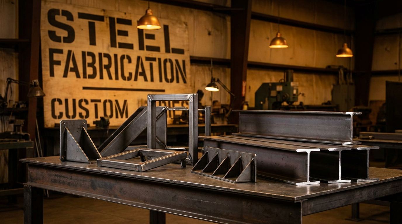 Custom steel fabrication parts including brackets, frames, and structural components for automotive manufacturers