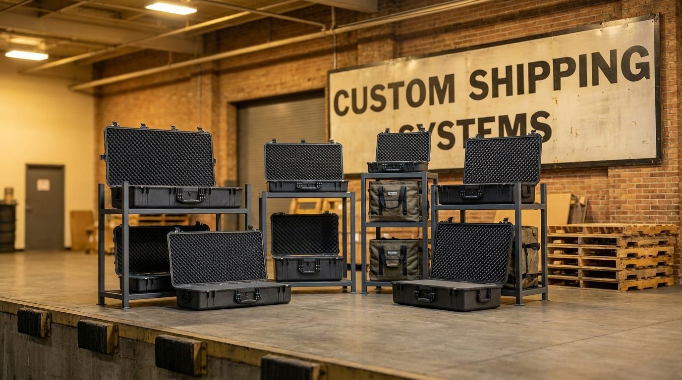Custom shipping systems for automotive and industrial manufacturers including steel racks, foam inserts, and fabric bags