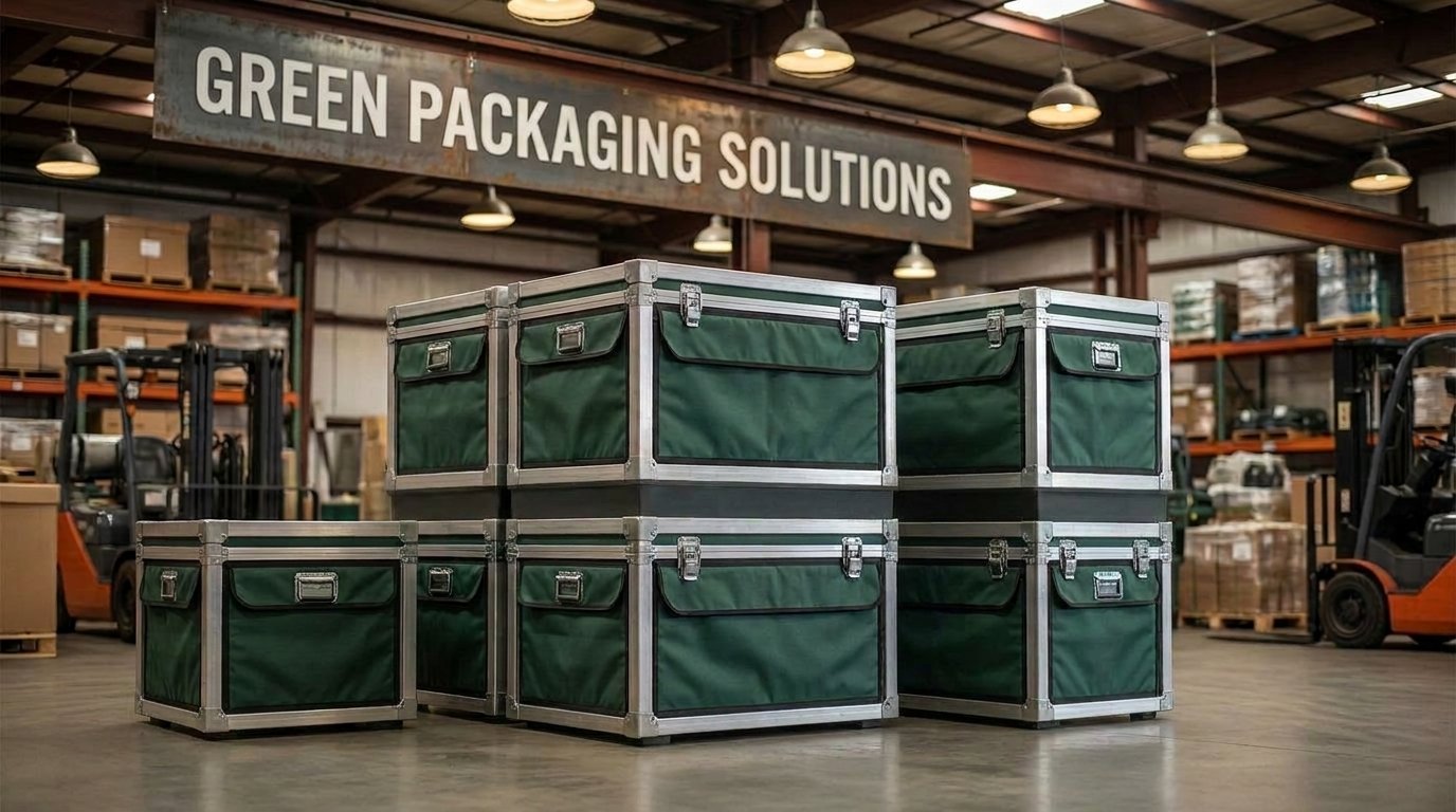 Custom green packaging solutions for automotive and industrial manufacturers in a warehouse setting