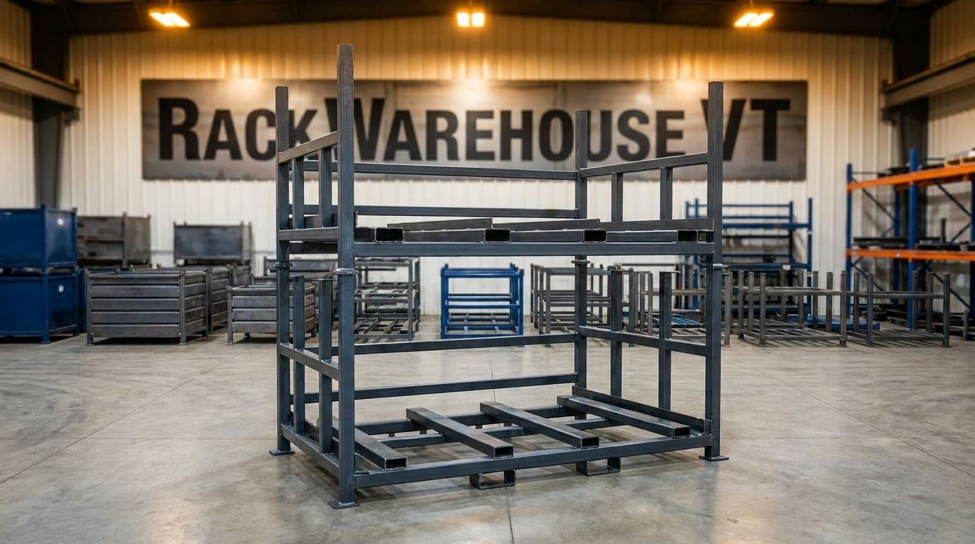 Custom rack warehouse VT steel vertical transport rack system on plant floor for automotive manufacturer